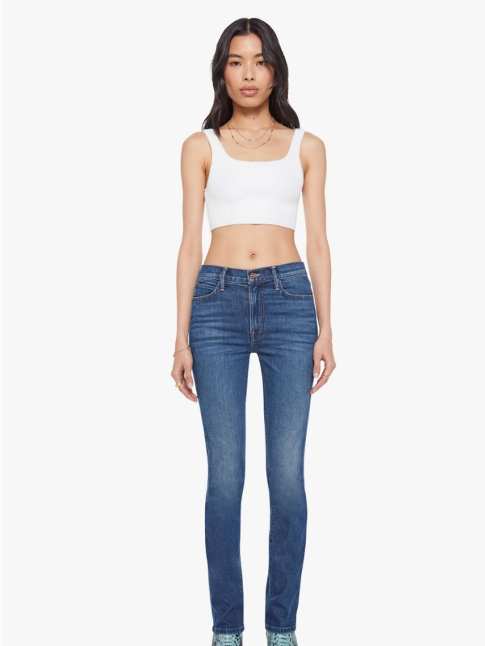 MOTHER Skinny Jeans in Classic Blue Wash